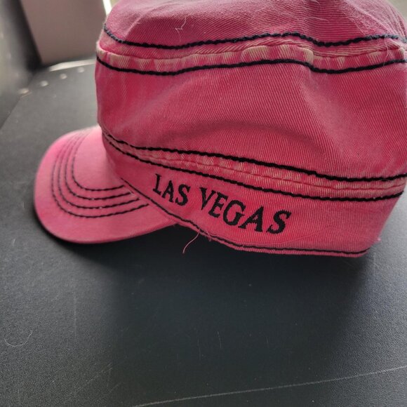 Las Vegas Pink Hat Women's Embellished Butterfly Adjustable Flat Top Cap - Picture 2 of 3